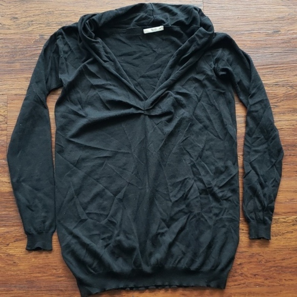 Prada Black Chic Feminine Designer Workcore Basic Knit Pullover Sweater Size 40